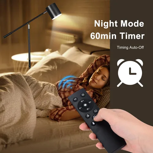 Vista 6 de Lámparas de pie para sala de estar, moderna lámpara de pie regulable con control remoto y táctil, brazos oscilantes ajustables de 73 pulgadas