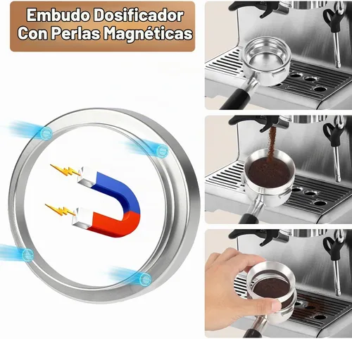 Vista 5 de Kit de Tamper de Espresso de 51 mm - Tamper de Café con Resorte, Nivelador Ajustable de Distribuidor de Espresso, Embudo Dosificador Magnético