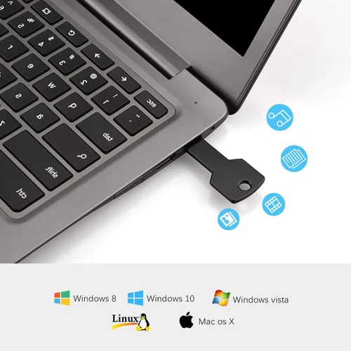 Vista 4 de Unidad flash USB con forma de llave de 16 GB, paquete de 5 unidades K&ZZ Metal Thumb Drive USB2.0 Memoria de disco flash USB Stick Disco