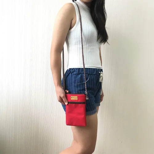 Vista 3 de Tainada Bolso cruzado para mujer, bolso de mano con cremallera y correa desmontable (rojo)