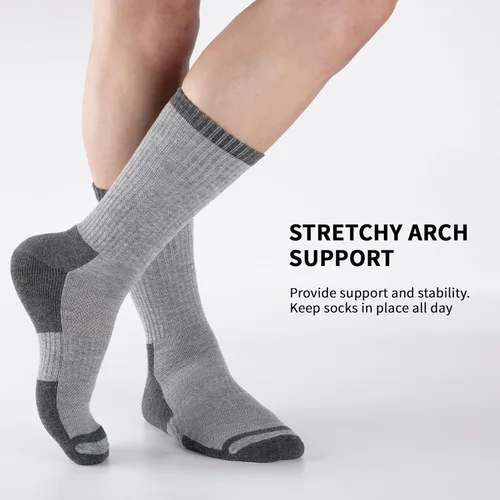 Vista 3 de COOPLUS Calcetines deportivos para hombre que absorben la humedad, calcetines de trabajo duraderos a media pantorrilla para correr deportes (6 pares)