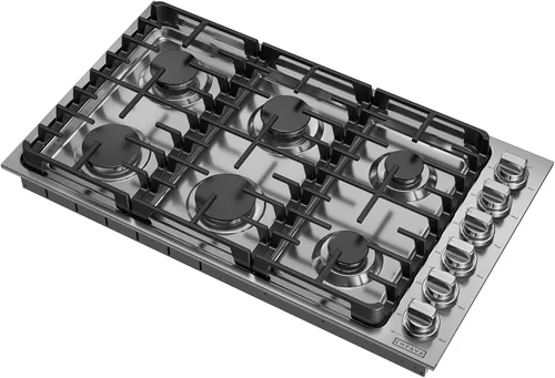 Vista 8 de Empava Placa de cocina de gas empotrada de 24 pulgadas con 4 quemadores SABAF sellados, superficie de vidrio templado, convertible a GLP/GN