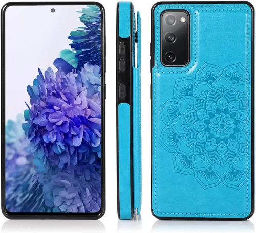 Vista 5 de Asuwish Funda compatible con Samsung Galaxy S20 FE y protector de pantalla de vidrio templado, ranura para tarjetero, función atril, cubierta