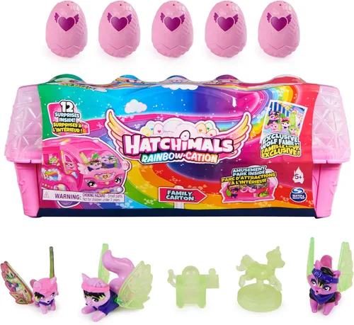 Vista 10 de Hatchimals CollEGGtibles, caja familiar de llama arcoíris con juego sorpresa, 10 personajes, 2 accesorios, juguetes para niños a partir de 5 años