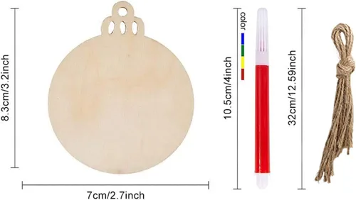 Vista 5 de Artmag 50 unidades de adornos de madera sin terminar de Navidad, discos de madera redondos en blanco para manualidades, centros de mesa, decoración