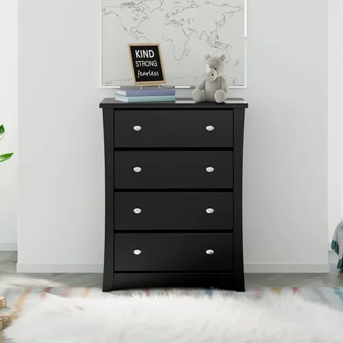 Vista 2 de Storkcraft Crescent - Cómoda con 4 cajones (negro) – Certificado GREENGUARD Gold, cómoda fácil de combinar para guardería y dormitorio de niños