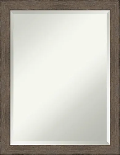 Vista 78 de Amanti Art Espejo de pared marrón de 26 x 22 pulgadas, espejo rectangular de baño de Alejandría marrón rústico para decoración de pared, sala