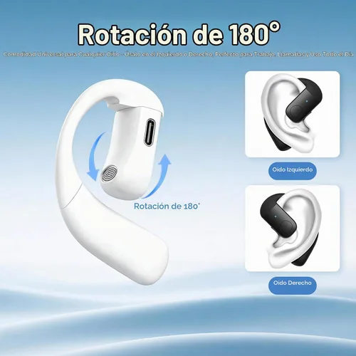 Vista 3 de Xmenha - Auricular de teléfono Bluetooth con Bluetooth, auricular de una pieza de oreja abierta, conducción de aire, auriculares sin oído