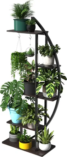 Vista 7 de GDLF Soporte alto para plantas, estante grande para plantas de interior, 71 pulgadas, estante de metal con gancho para colgar, diseño más alto