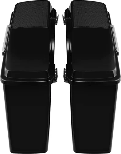 Vista 4 de XMT-MOTO - Alforjas rígidas con tapas de altavoz de 6 x 9 pulgadas+soportes de conversión cromados para Harley Davidson modelos Softail 1984-2017