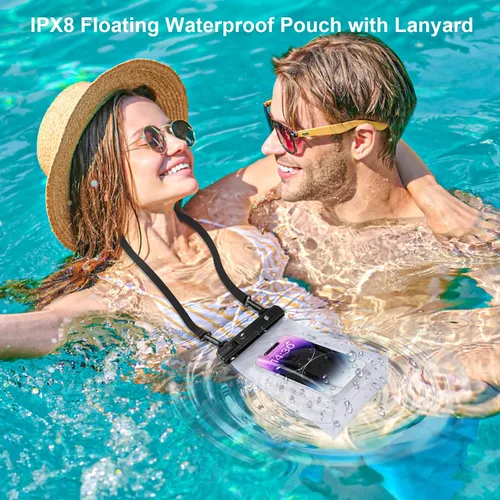 Vista 5 de Funda impermeable grande para teléfono, funda impermeable universal para iPhone 14 Plus 13 Pro Max 12 11 Samsung S23 S22 hasta 7.2 pulgadas, IPX8 a