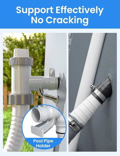 Vista 4 de POOLHACKER [Patentado] Válvula de émbolo Plus con adaptador de manguera de piscina y soporte de tubería de piscina, accesorios de piezas de repuesto