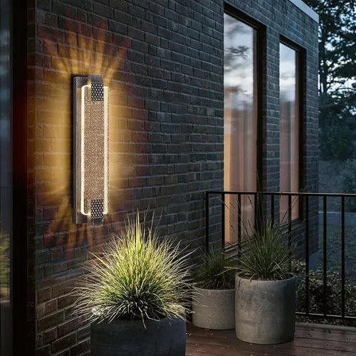 Vista 13 de camuucci Luz para exteriores del anochecer al amanecer, luces LED de porche de 15.7 pulgadas para exteriores, impermeable, moderno, soporte de pared