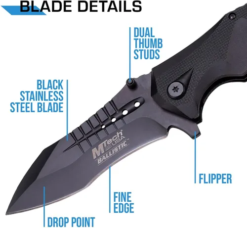 Vista 3 de MTech USA MT-A845BK Cuchillo con resorte, 5" cerrado, hoja negra