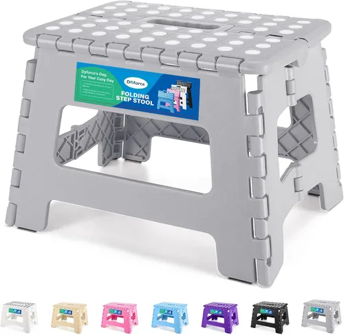 Vista 21 de Dyforce Taburete plegable de 9 pulgadas para niños y adultos, taburete de pie plegable y ligero para niños pequeños, cocina, baño, capacidad de 300