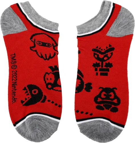 Vista 6 de Super Mario Bros Mario & Luigi Mixed Icons - Paquete de 5 calcetines tobilleros para mujer, Multi colorido