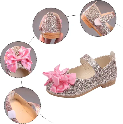 Vista 6 de Zapatos de dama de honor con purpurina para bailarina zapatos de vestir para niñas recién nacidas zapatos de vestir para niñas pequeñas