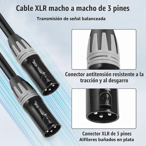 Vista 4 de SMALL-EYE Cable de conexión XLR macho a macho de 5 pies, paquete de 2