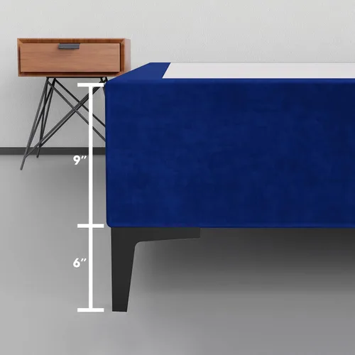 Vista 5 de Greaton, Cama de plataforma de madera de terciopelo de alta calidad de 15 pulgadas, duradera, elegante, opciones de multicolor, no necesita somier