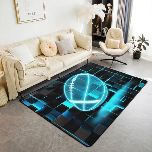 Vista 21 de Erosebridal Tapete de fútbol para interiores de 3 x 5 pulgadas, alfombra de fútbol neón para niños, adolescentes, hombres, brillantes, geométricas