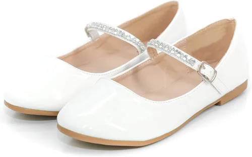 Vista 4 de Fancy Flats - Zapatos de vestir para niñas Zapatos formales para niña elegante Ballet Sparkle Wedding Party Adorable bailarina Mary Jane Flats