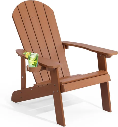 Vista 24 de Silla Adirondack, sillas de plástico resistentes a todo tipo de clima, con soporte para tazas, 5 pasos fáciles de instalar, sillas de exterior