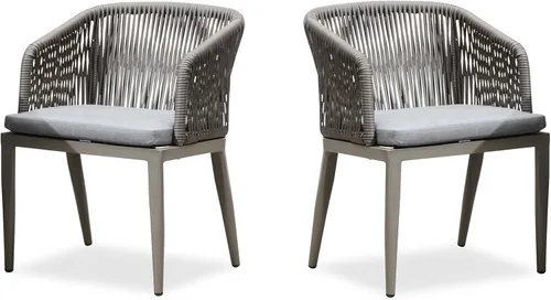 Vista 10 de PURPLE LEAF Silla de comedor al aire libre, 2 piezas, para todo tipo de clima, mimbre de mimbre, marco de aluminio, silla de comedor para patio