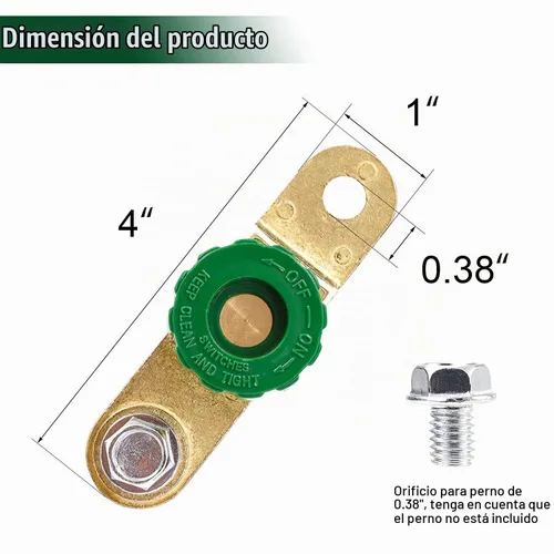 Vista 2 de Interruptor de desconexión de batería de poste lateral 12V 125A M10 Apagado rápido universal