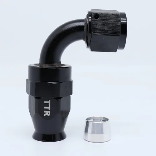 Vista 6 de AN-6 6AN AN6 45 grados PTFE reutilizable giratorio montaje manguera extremo A negro 80-045-06BK