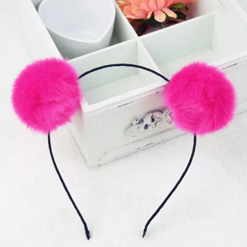 Vista 2 de BAOBAO - Diadema de pelo sintético y esponjoso, orejas de gato, diseño de panda