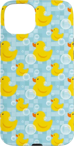 Vista 9 de Funda de goma amarilla para iPhone 16 con patrón de patos y patos