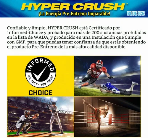 Vista 5 de MHP Hyper Crush - Polvo de preentrenamiento, creatina, energía, hielo azul, 30 serv