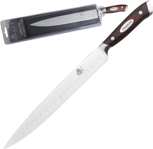 Vista 3 de Bavarian Knife Works - Cuchillo de chef de alta calidad de 10 pulgadas, afilado, hecho de acero alemán, mango ergonómico de madera de Pakkawood