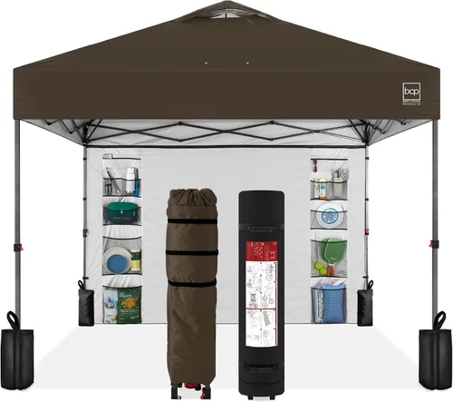Vista 13 de Best Choice Products Carpa Toldo Desplegable de 10x10 pies para Instalación de 1 Persona, Refugio Portátil Instantáneo con Botón de 1 Toque