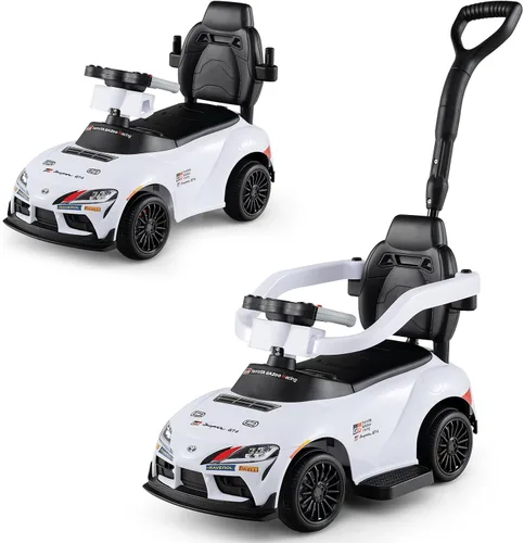 Vista 11 de Costzon Coche de empuje para niños pequeños, 3 en 1 Cochecito deslizante para caminar con licencia de Toyota con mango, música, barandilla