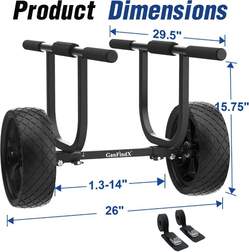 Vista 13 de GanFindX Kayak Cart 300 lbs Heavy Duty Aluminum Dolly
