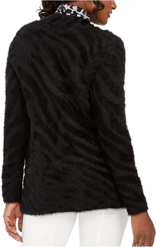 Vista 2 de JM Collection - Suéter de manga larga para mujer color negro deshilachado talla PS