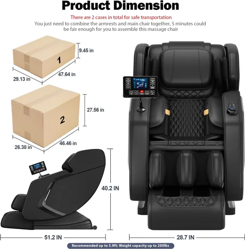 Vista 2 de Massage Chair Full Body- Zero GravityMassage Recliner with Air Pressure, 10 Fixed Massage Rollers, Heating, Foot Roller, Bluetooth Speaker for Home