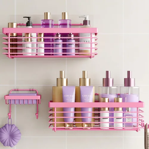 Vista 11 de ODesign Organizador de ducha de acero inoxidable SUS304, 3 unidades, sin taladrar, estante de baño, montado en la pared, organizador adhesivo