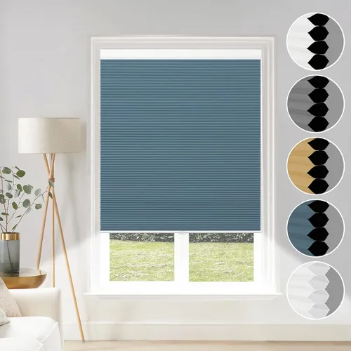 Vista 10 de Grandekor Persianas Opacas de Ventana y Estores Sin Cable con Celdas, Beige-Blanco Pálido, 46x48 pulgadas Honeycomb Shades Create a Darker Room