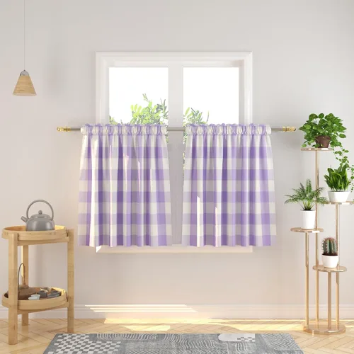 Vista 225 de Cenefas de cortina para ventana de 16 pulgadas de largo, 2 paneles de cuadros búfalo, cortinas pequeñas con bolsillo para barra, estilo clásico