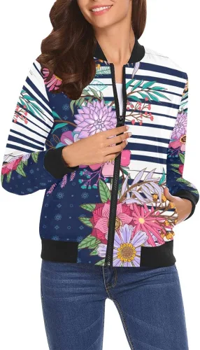 Vista 2 de Star - Chaqueta bomber para mujer, chaqueta casual, abrigo con cremallera, rompevientos, Multi, XS
