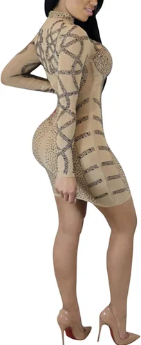 Vista 2 de PORRCEY Vestido sexy para mujer con diamantes