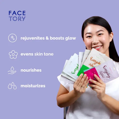 Vista 3 de FACETORY K Beauty Mascarilla Facial para el Cuidado de la Piel - COLECCIÓN EVERYDAY 8 Juego de Mascarillas en Hoja Mascarilla Facial Coreana