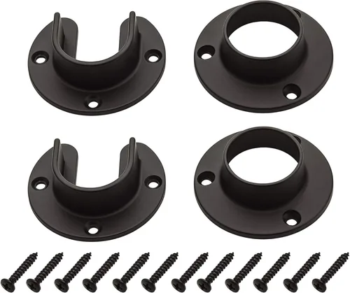 Vista 6 de Soporte de extremo de barra de acero inoxidable resistente con tornillos (cromo plateado, 1 juego)