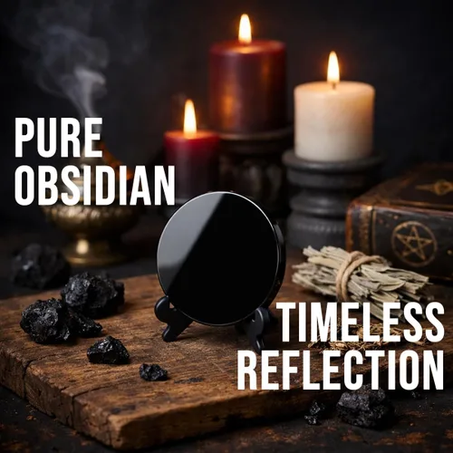 Vista 2 de Espejo rascador de obsidiana negra de 2.37 pulgadas con soporte, cristal curativo espiritual para brujería, meditación y adivinación de energía