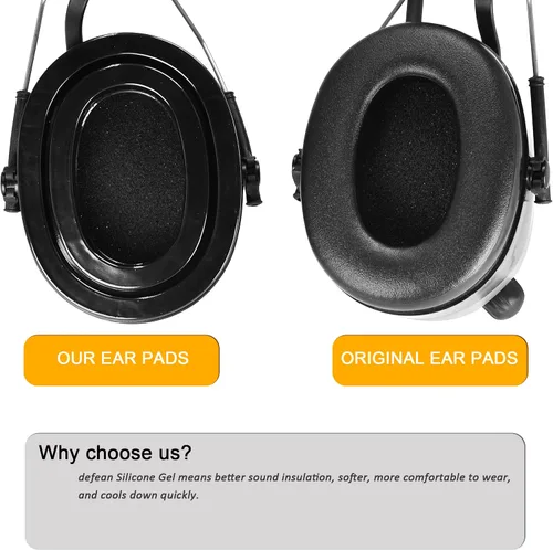 Vista 5 de defean - Almohadillas de repuesto de gel de silicona Instant Chill, compatibles con auriculares Peltor Tactical 100 300 500 Rangeguard / 3M