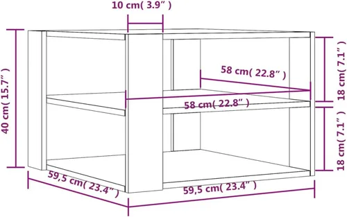 Vista 2 de mesa de Centro para sala Mesas de centro negro 23.4 x 23.4 x 15.7 pulgadas, madera de ingeniería, adecuada para salas de estar, balcones