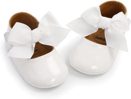 Vista 6 de Baby Girls Mary Jane Flats Shoes Moccasins Rubber Non-Slip Soft Sole Toddler Princess Dress Shoes