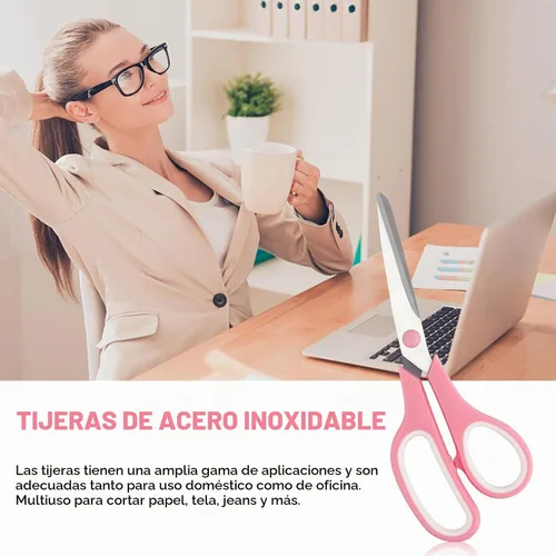 Vista 6 de Koqye Tijeras multiusos para manualidades de 7.7 pulgadas, tijeras de acero Rosa 7.7